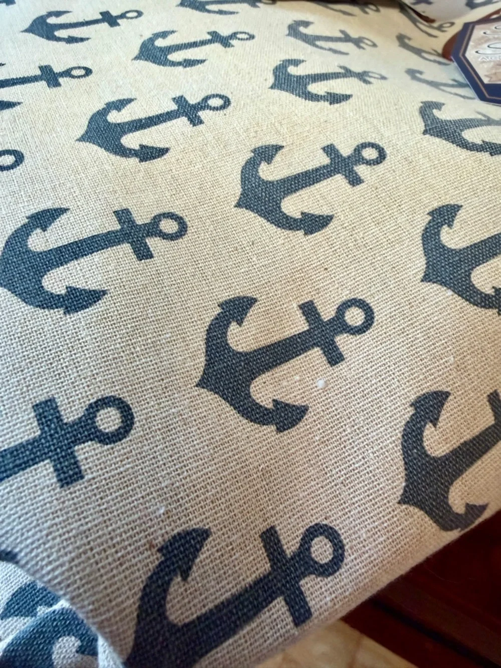 Reduced!! NWT Sun 'N' Sand Canvas Nautical Anchor Print Tote with Brown Handles - Picture 15 of 16